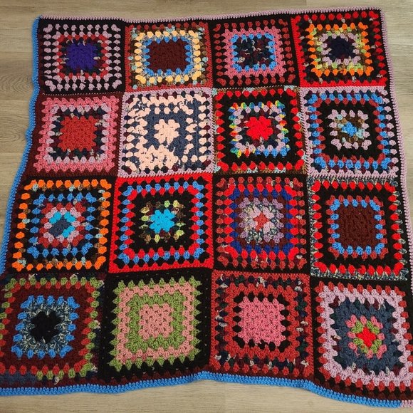 Bedding Vintage Crochet Afghan Blanket Sofa Throw Granny Square